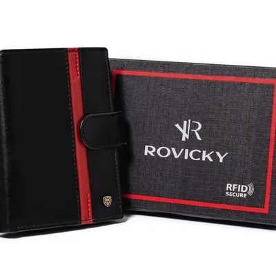 Portfel skórzany Rovicky N62L-RVTP-3067 Bl czarny