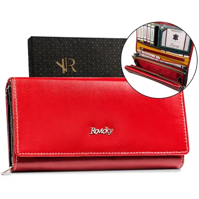 Portfel skórzany Rovicky R-RD-12-GCL Red-Multi czerwony
