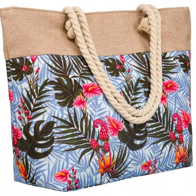 Plażowa shopperka damska 2019 j. niebieski print