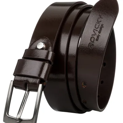 Pasek męski wąski Rovicky brązowy PLW-R-1 BROWN