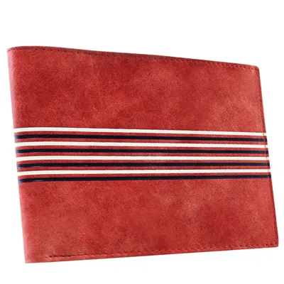 Portfel męski czerwony zdobiony paskami 701-CSG RED WHITE BL