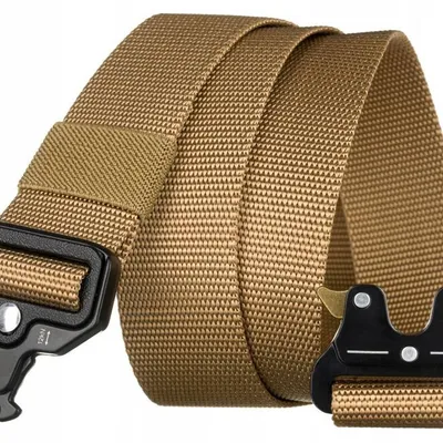 Długi, parciany pasek z klamrą QR khaki DH] BLBELT