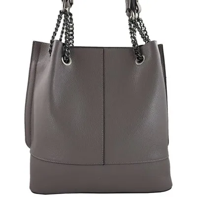 Shopperka skórzana BARBERINI'S szara 810-3