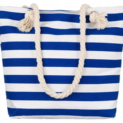 Plażowa torba damska FB01-STRAPS niebiesko-biała