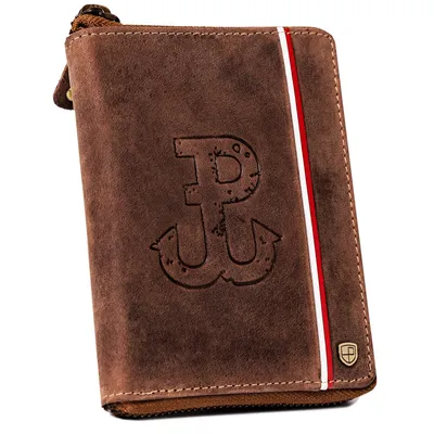 Portfel skórzany patriotyczny Peterson [DH] PTN 340PW-02 2-1-4 brązowy