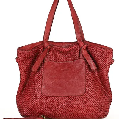 Shopperka pleciona MARCO MAZZINI bordowa v243d