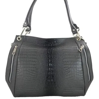 Shopperka skórzana BARBERINI'S c. szara 858-28