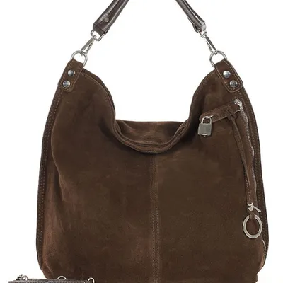 Torebka worek brązowy GENUINE LEATHER s92r