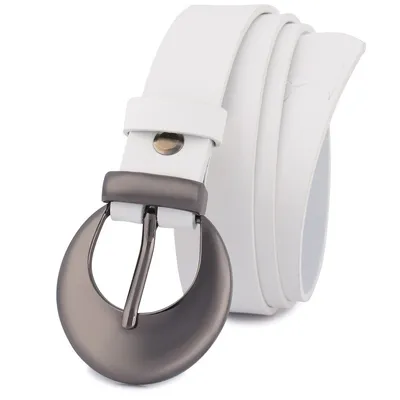 Pasek skórzany BELTIMORE r.80-95 cm O03 BIAŁY