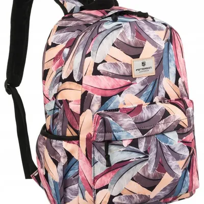 Plecak damski Peterson PTN 77702 print pióra