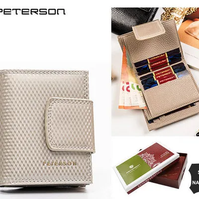 Portfel skórzany Peterson PTN 42329-SBR beżowy