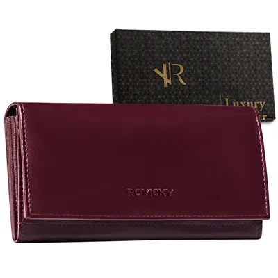Portfel skórzany Rovicky R-RD-35-GCL Plum fioletowy