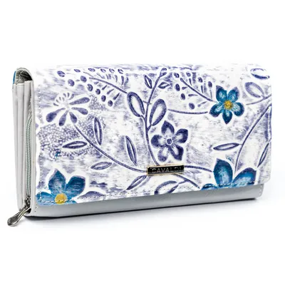 Portfel damski 4U Cavaldi PN23-FL-BL-PURPLE biały