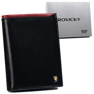 Portfel skórzany Rovicky N4-RVT-6870 Black+Red czarny