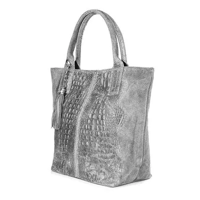 Shopper bag szary skórzany croco L94