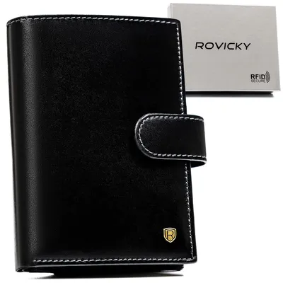 Portfel skórzany Rovicky N74L-RVT czarny