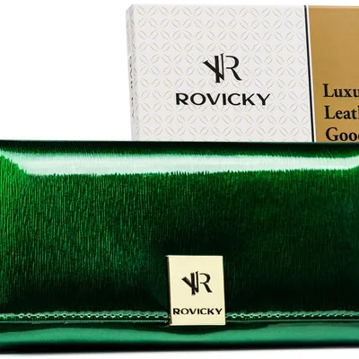 Portfel lakierowany Rovicky RH-27A-1-SH zielony