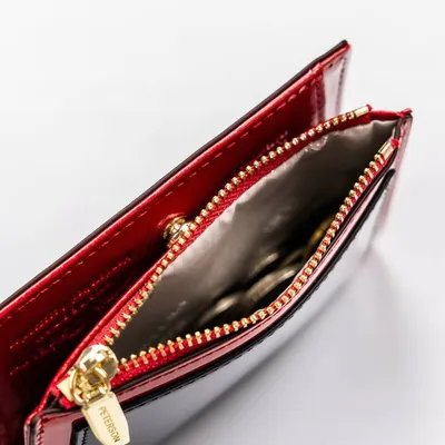 Portfel damski Peterson PTN 003-LAK czarno-czerwony