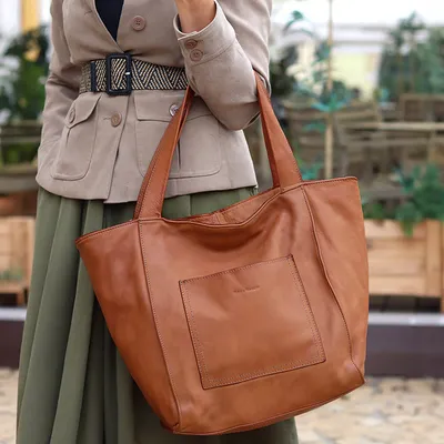Shopperka skórzana MARCO MAZZINI brąz camel v241d