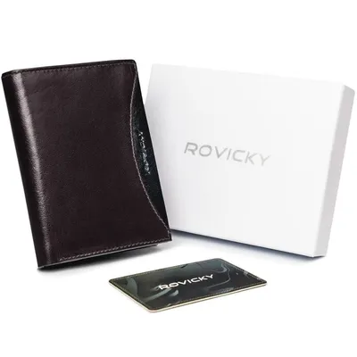 Portfel męski brązowy z czarną wstawką Rovicky 1502-03-BOR-1157 BRO