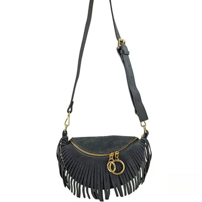 Saszetka zamszowa boho BARBERINI'S 973-28 c. szara