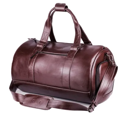 Torba weekendowa SOLIER bordowa SL19 brown maroon skórzana