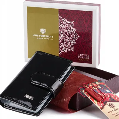 Etui na dokumenty czarne lakierowane Peterson PTN BC-103-BLACK