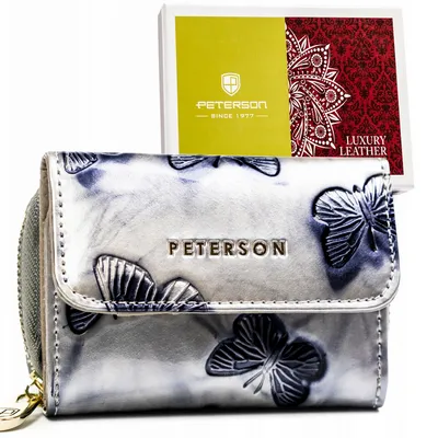 Portfel skórzany Peterson PTN 423229-BF srebrny