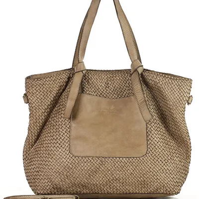 Shopperka pleciona MARCO MAZZINI beż taupe v243c