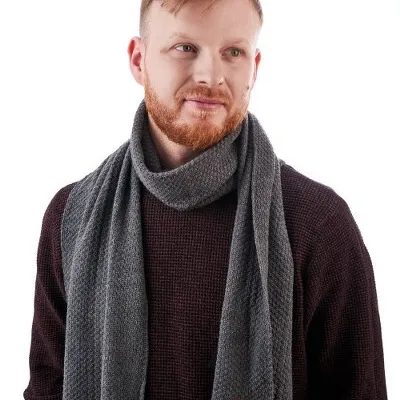 Modny szalik zimowy męski s5 brødrene 103 c. szary