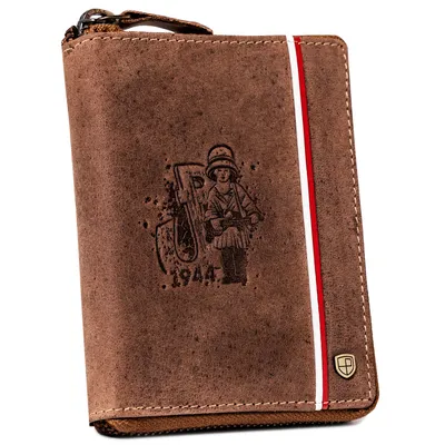 Portfel skórzany patriotyczny Peterson [DH] PTN 340PW-01 2-1-4 brązowy