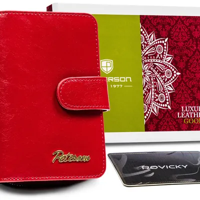 Portfel skórzany Peterson PTN PL-602-1455 RED czerwony