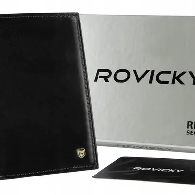 Skórzany portfel męski czarny Rovicky N62-RVT BLACK