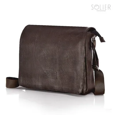 Torba męska na ramię listonoszka Solier S11 brązowa