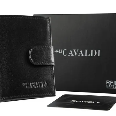 Portfel skórzany 4U Cavaldi 0720L-P-BS-RFID czarny