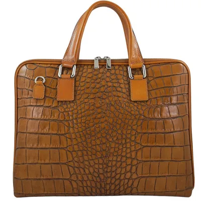 Torba na laptopa skórzana BARBERINI'S 118/1-12 j. brązowa