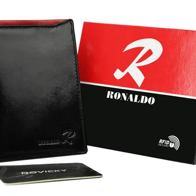 Portfel męski czarny z czerwoną wstawką Ronaldo D1072-VT BLACK-RED
