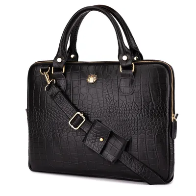 Torba na laptopa 13,3'' skórzana SOLIER czarna FL26 Alcamo