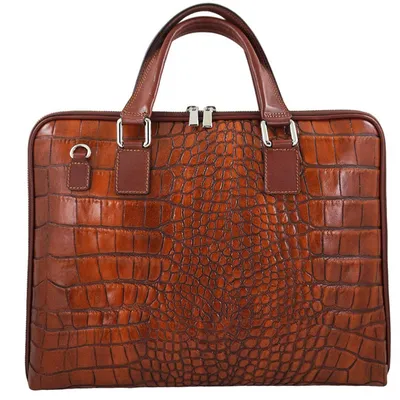 Torba na laptopa skórzana BARBERINI'S 118/1-6 brązowa