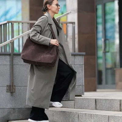 Shopperka skórzana Solier FL39 Maya czekoladowa