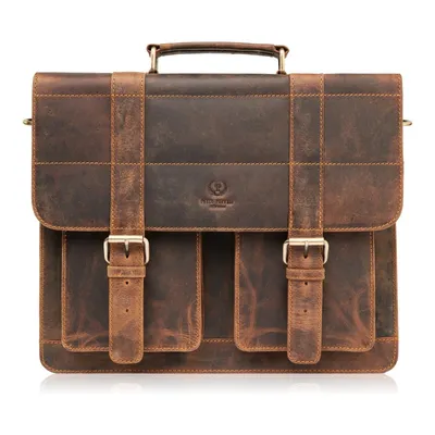 Torba skórzana vintage PAOLO PERUZZI T-100-HBR brązowa