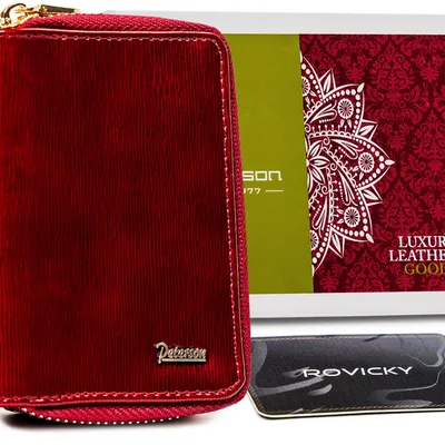 Skórzane etui na klucze i dokumenty Peterson PTN BC-6000-1414 RED czerwony