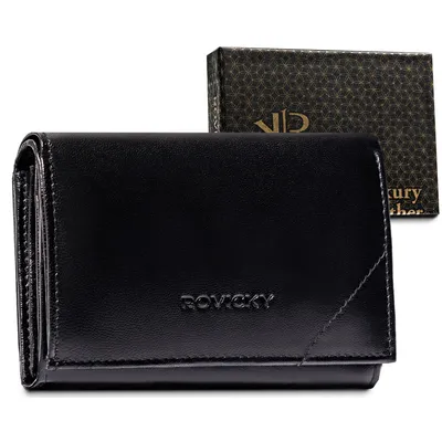 Portfel skórzany Rovicky R-RD-38-GCL Black czarny