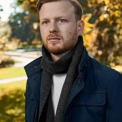 Męski długi szal zimowy Brødrene s1 c. szary 9910