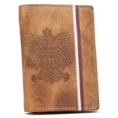 Portfel skórzany patriotyczny N4A-H-BL j.brązowy