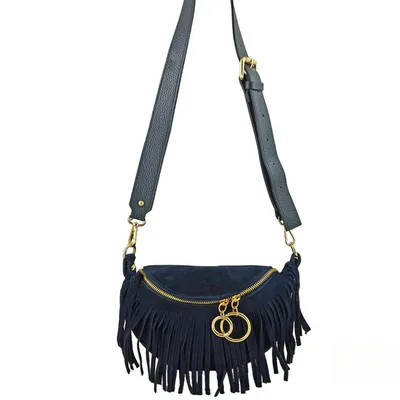 Saszetka zamszowa boho BARBERINI'S 973-4 granatowa