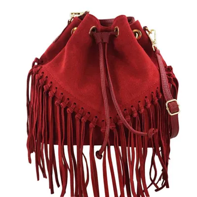 Listonoszka skórzana boho BARBERINI'S czerwona 941-13