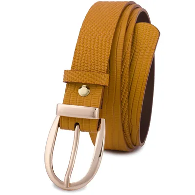 Pasek skórzany BELTIMORE r.95-110 cm D94 żółty