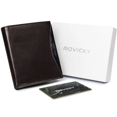 Portfel męski brązowy z czarną wstawką Rovicky 1552-03-BOR-1362 BRO