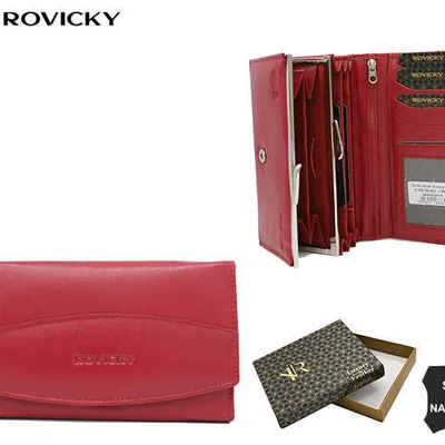 Portfel skórzany Rovicky R-RD-36-GCL malinowy